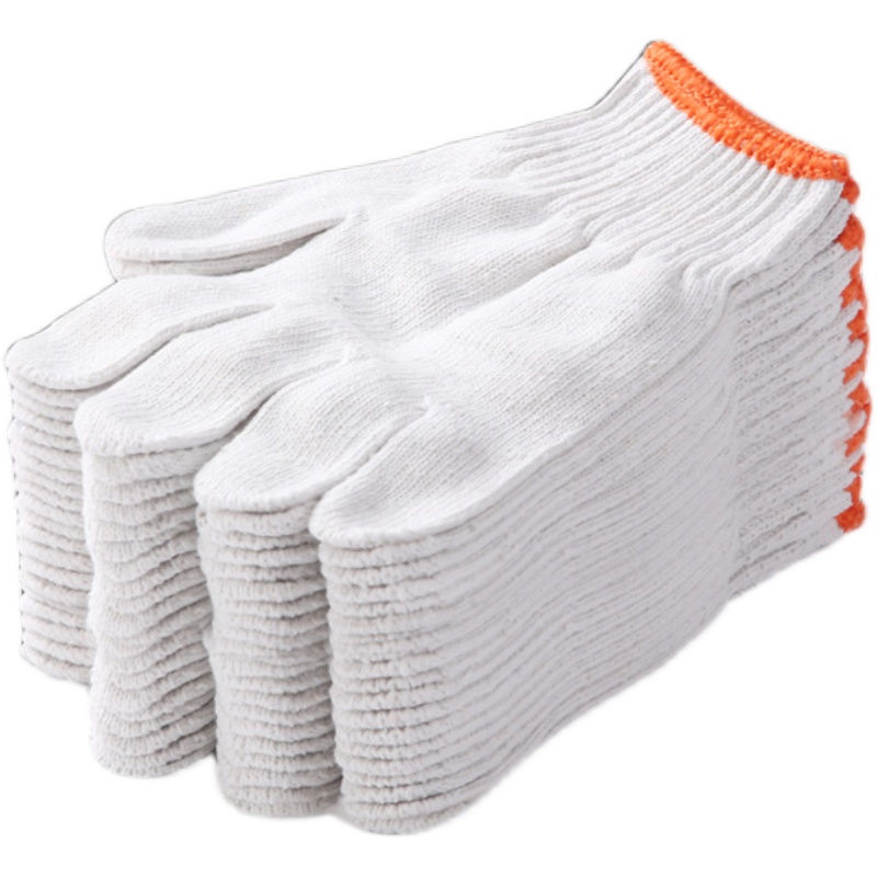 露一手棉线劳保手套耐磨工作防滑白纱棉纱尼龙劳动修车男工地干活