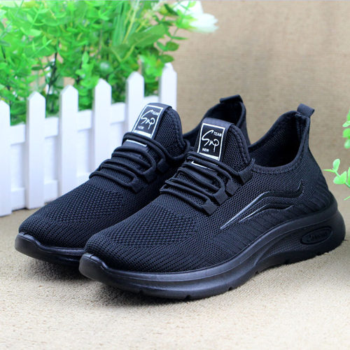 黑色男款工作鞋老北京布鞋男单鞋软底中老年爸爸鞋厨师防滑休闲鞋 - 图0