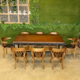 Американский стиль сплошной древесины длинный бар гостевой компьютер простой стол для ретро -конференции длинное столовое столик кофейня и комбинация стула