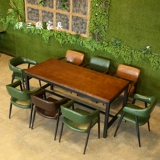 Американский стиль сплошной древесины длинный бар гостевой компьютер простой стол для ретро -конференции длинное столовое столик кофейня и комбинация стула