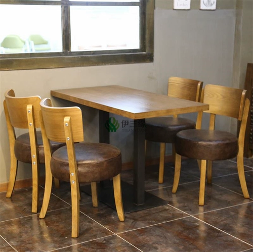 Ретро сплошной древесина западного ресторана для барбекю на стол стул стул кофе кафе холодные напитки Магазин молока чай Магазин быстрого питания винный стол и комбинация стула