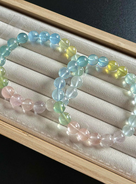 天然摩根石手链 冰种彩虹色水晶手链 甜美糖果风女款礼物