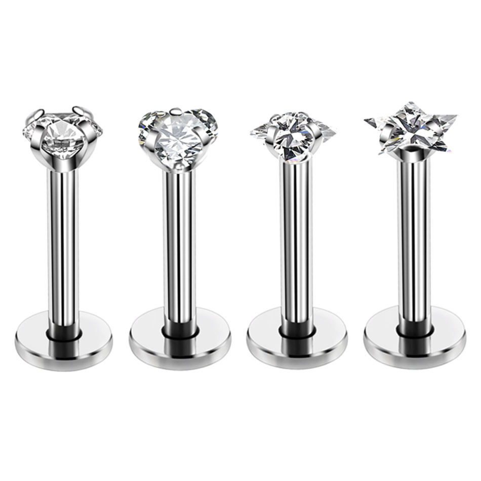 穿刺饰品不锈钢镶钻星星唇钉长杆唇钉穿刺饰品平底耳钉,淘宝优惠券,粉丝福利购,淘宝优惠卷