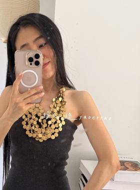 宛如故事中雕像木片质多层颈链