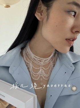 优雅拿捏时髦多层串珠项链颈链