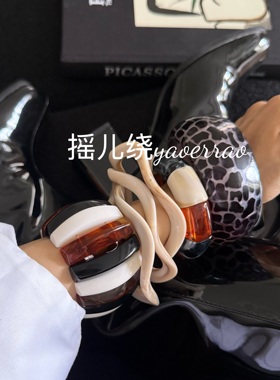 豹纹宽波浪手镯环叠戴弹力