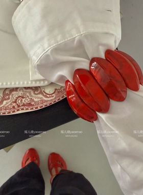 排列石晕染纹理弹力宽红手镯