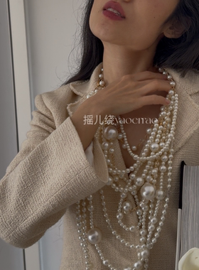 小香长多层毛衣链项链颈链