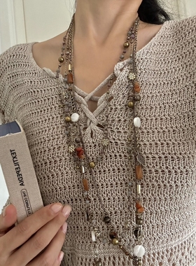 长项链叠戴流苏钱币串珠贝壳