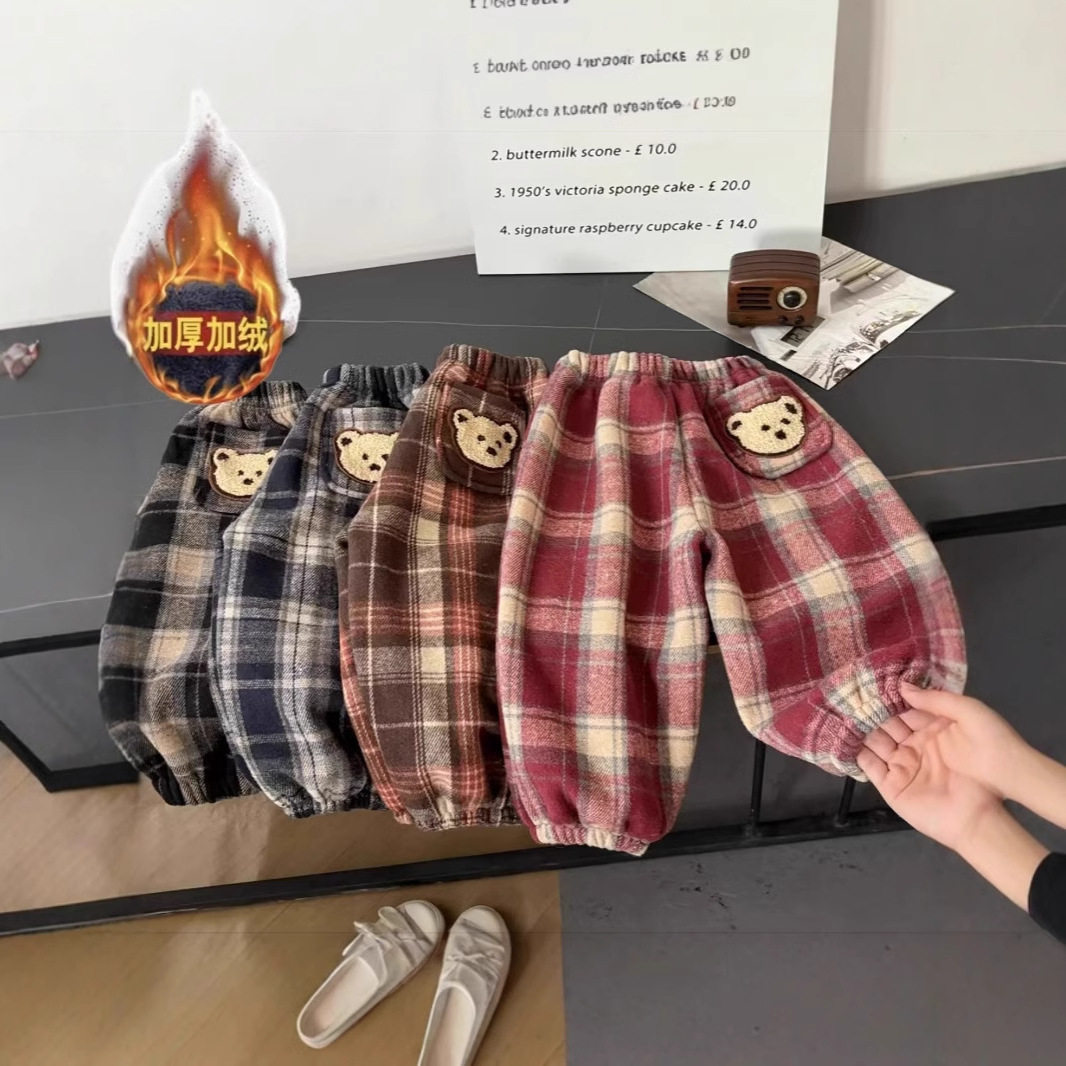 三折品牌特价清仓撤柜中大童秋冬加绒加厚格格裤子保暖小熊休闲裤,淘宝优惠券,粉丝福利购,淘宝优惠卷
