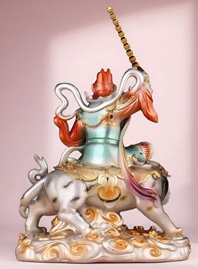 骑虎赵公明赵元帅树脂摆件玄坛元帅武财神神像家用客厅供奉招财
