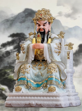 实心汉白玉广济龙王神像供奉摆件
