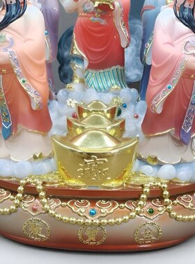 五路财神汉白玉聚宝盆摆件