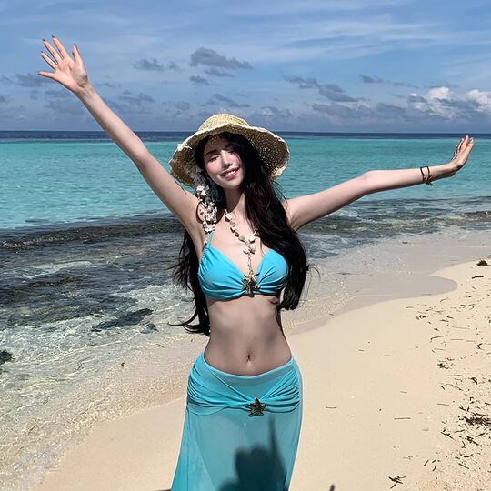 Sexy pure hot girl beach dress swimsuit women vacation