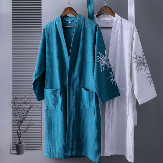 Pure cotton kimono bathrobe bathrobe bath towel water absorption quick-drying hotel beauty salon men and women all seasons universal summer waffle