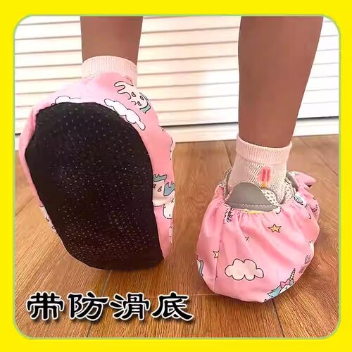 儿童布鞋套家用室内可反复洗使用厚防滑底卡通小学生电脑机房脚套 - 图1