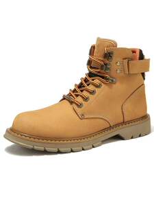 骆驼男鞋2020夏季新款户外工装靴登山徒步真皮高帮短筒靴子大头鞋