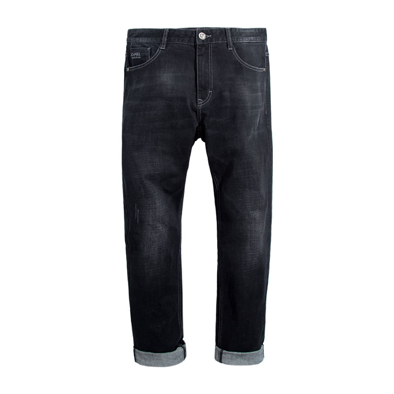 骆驼男装秋季黑色弹力男中腰牛仔裤 骆驼男装牛仔裤