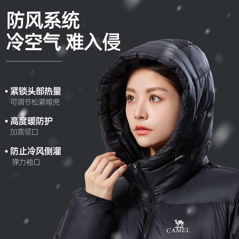 骆驼羽绒服男加厚冬季2024新款棉服情侣保暖面包服黑色外套女