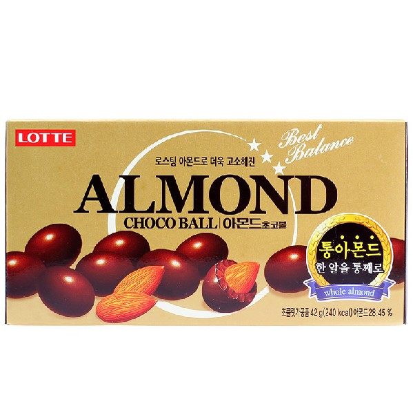 韩国进口零食乐天扁桃仁巧克力46g巧克力豆零食小吃休闲食品,淘宝优惠券,粉丝福利购,淘宝优惠卷