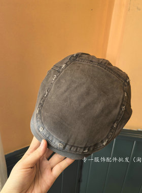 复古涂层破洞短檐鸭舌帽前进帽