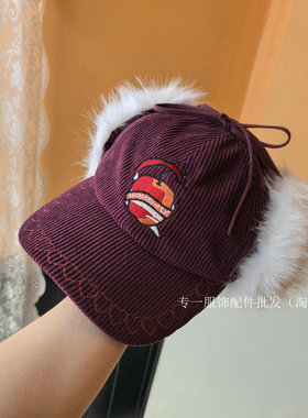 韩版秋冬加厚保暖灯芯绒棒球帽