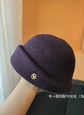 复古千金风羊毛呢贝雷帽女秋冬