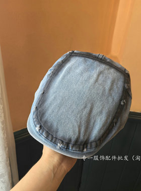 复古水洗破洞牛仔涂层前进帽男