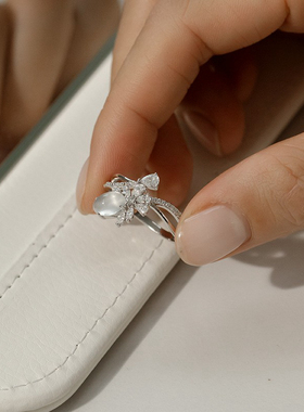 925纯银镶钻食指婚礼大戒指环设计感独特高端级礼衣服装饰品配件