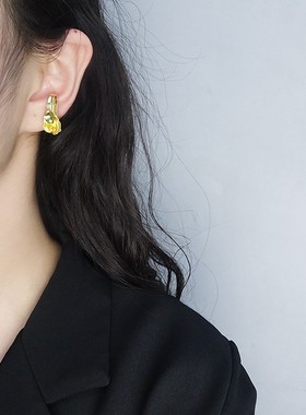 纯银耳环夹戒指两用高端大食指设计感独特服饰配件法式文艺术耳钉