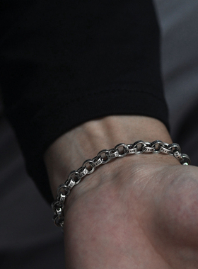 高端手工男士纯银饰做旧复古粗链条手链串设计感独特泰银重工原