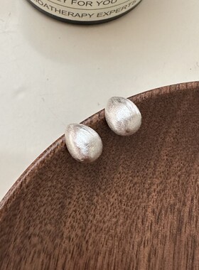 法式高端925纯银拉丝磨砂小耳钉白色设计感独特衣服装配饰品出口