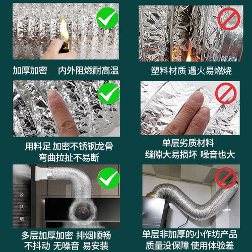 抽油烟机排烟管排气管加厚铝箔适用美的方太fotile软管厨房通用 - 图1