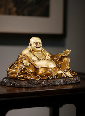 铜欣祥弥勒铜像摆件笑口常开