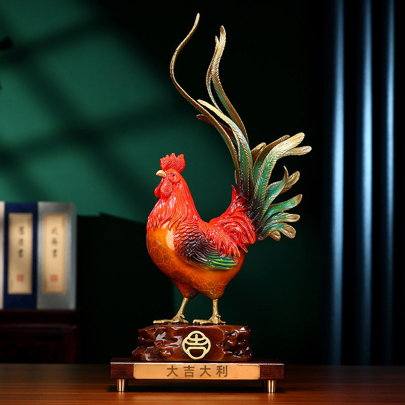 彩铜大吉大利公鸡摆件家居客厅玄关办公室桌面装饰品开业乔迁礼品,淘宝优惠券,粉丝福利购,淘宝优惠卷