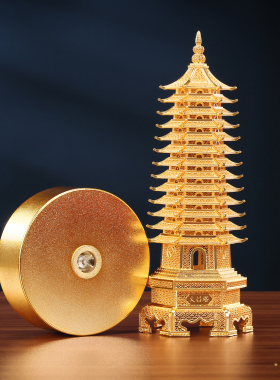 铜欣祥黄铜花丝文昌塔摆件带灯光客厅书房办公室桌面装饰生日礼品
