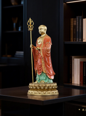 铜欣祥彩铜立地藏摆件家用