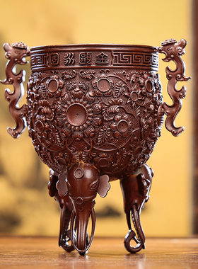 紫铜《永固杯》摆件小巧江山永固掌心杯桌面车摆工艺品礼品摆设