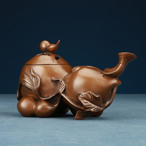 铜欣祥 香炉铜仿古香薰紫铜香炉 紫铜葫芦熏香炉手工香道工艺品