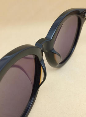 韩版潮款大圆框板材复古男女防紫外线树脂片太阳眼镜墨镜亮黑色DO