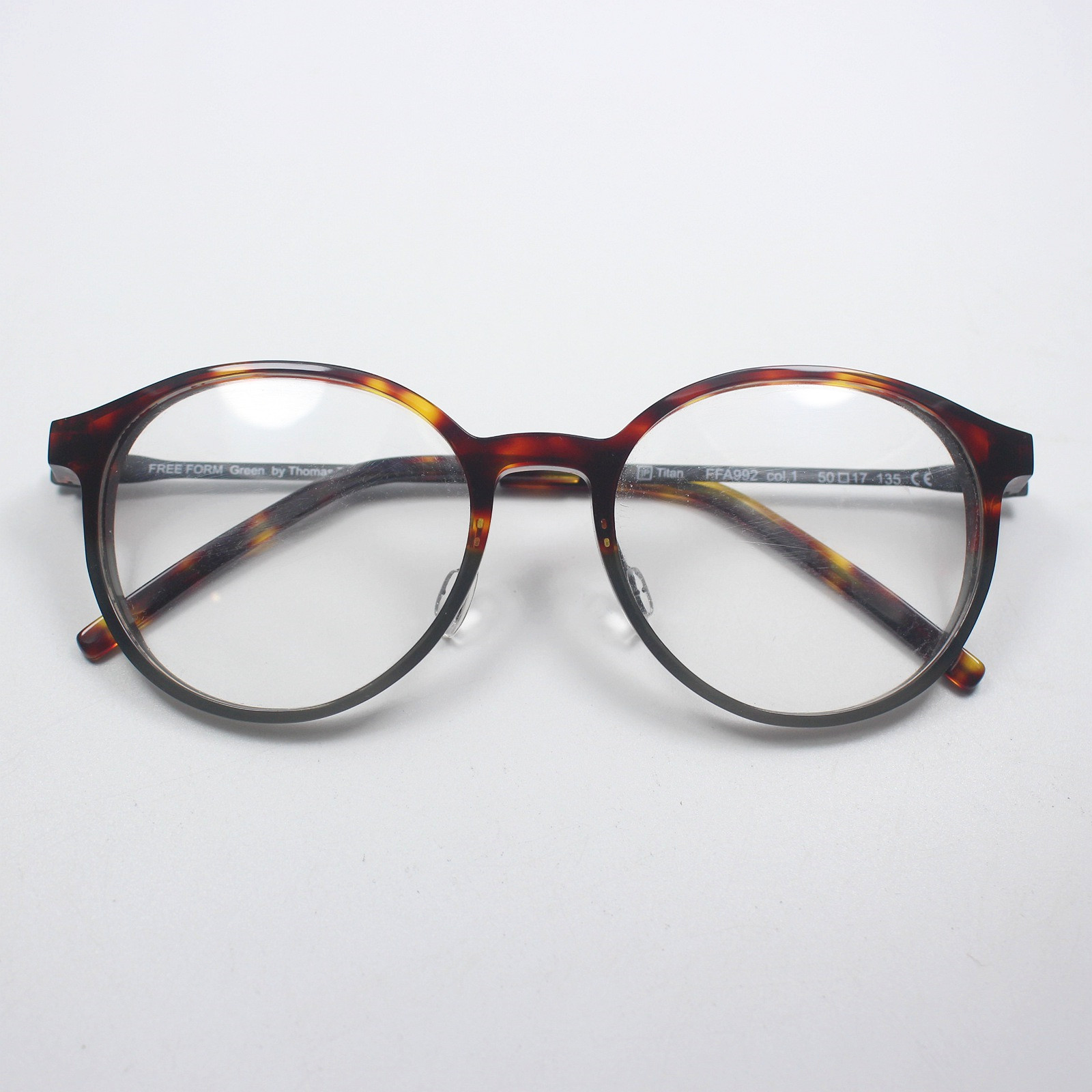 外贸超轻TR90加纯钛近视眼镜框时尚复古文艺圆眼镜玳瑁拼灰色992 - 图3