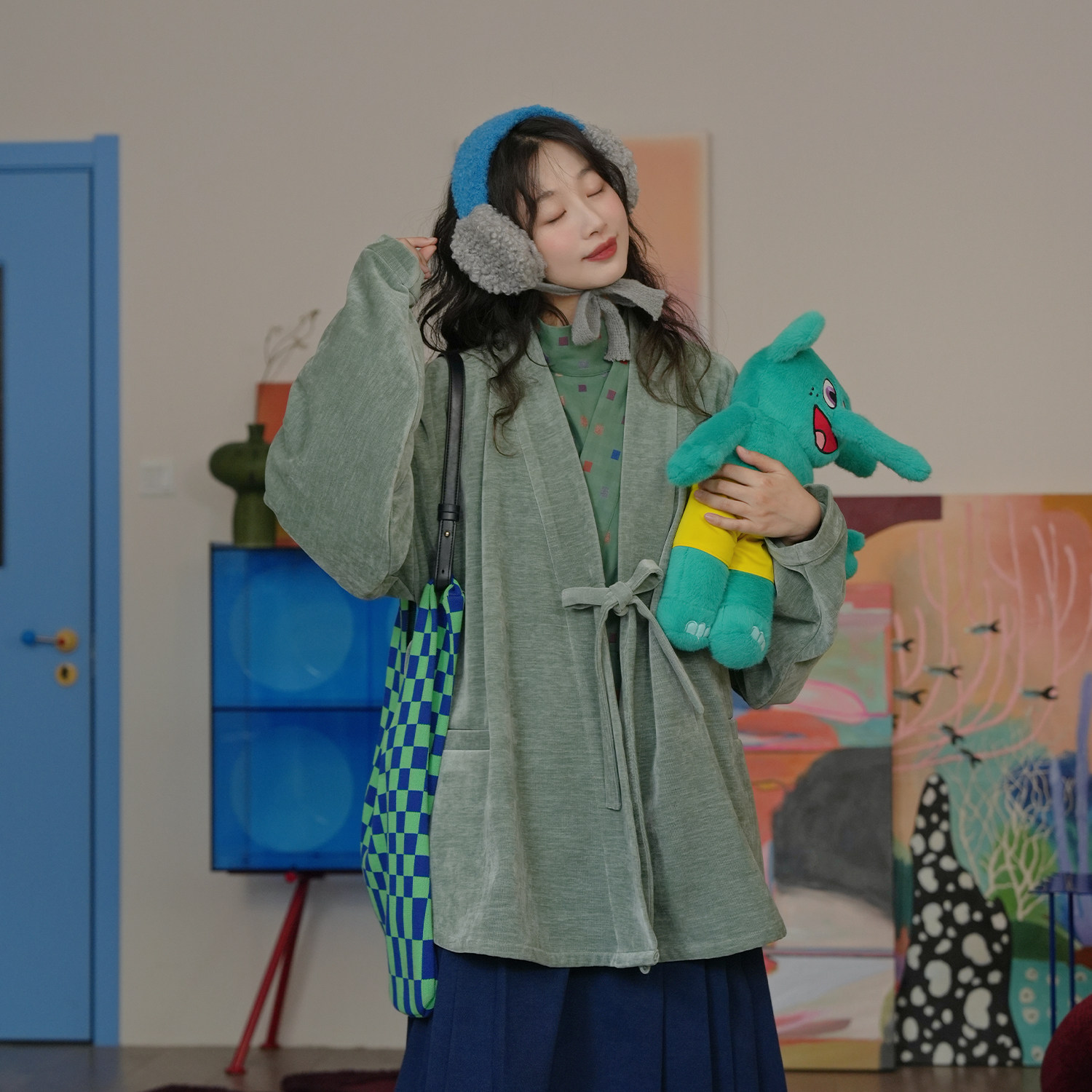 谜阿凰【深蓝马面裙】改良松紧腰半身裙汉元素秋冬日常休闲加厚女,淘宝优惠券,粉丝福利购,淘宝优惠卷