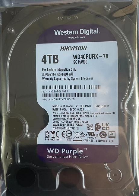 WD/西部数据WD40PURX 同WD40EJRX 西数4T紫盘海康监控机械硬盘4TB - 图0