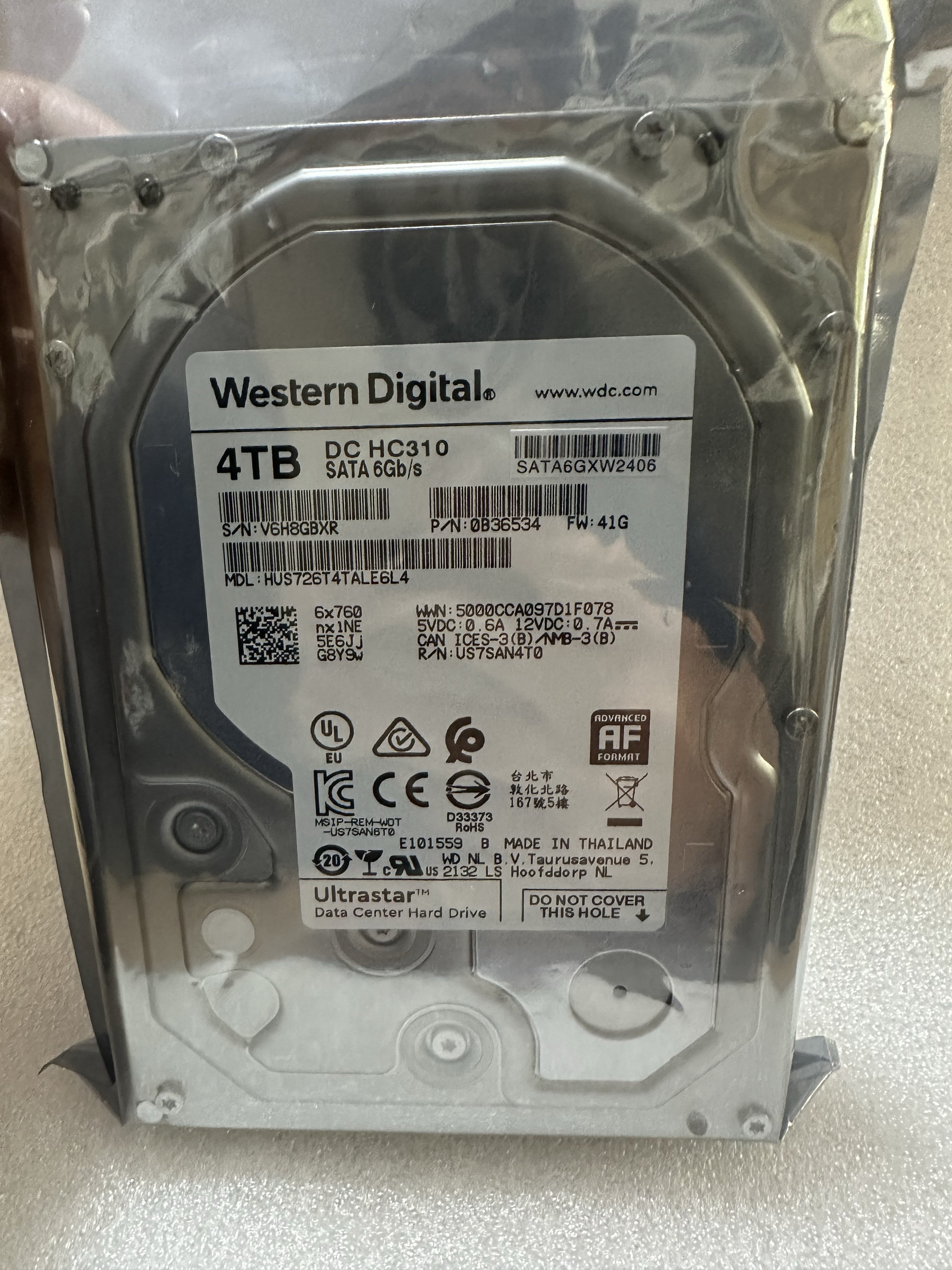 西数4T硬盘WD4T HC310监控企业级机械硬盘HUS726T4TALE6L4 ALA6L4 - 图1