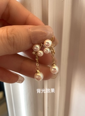 蚊香盘耳夹无耳洞白透粉珍珠