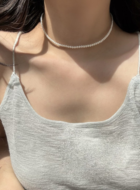 福利款超好搭配夏日bi小尺寸项链小米珠人造施家珍珠锁骨链叠戴