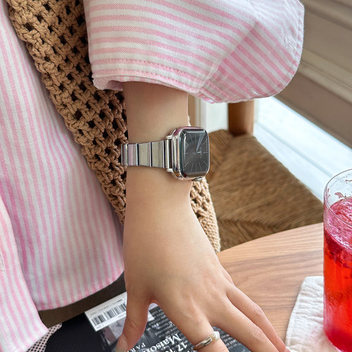 CA. 《小方块》不锈钢金属表带适用于苹果手表iWatch10applewatch - 图1