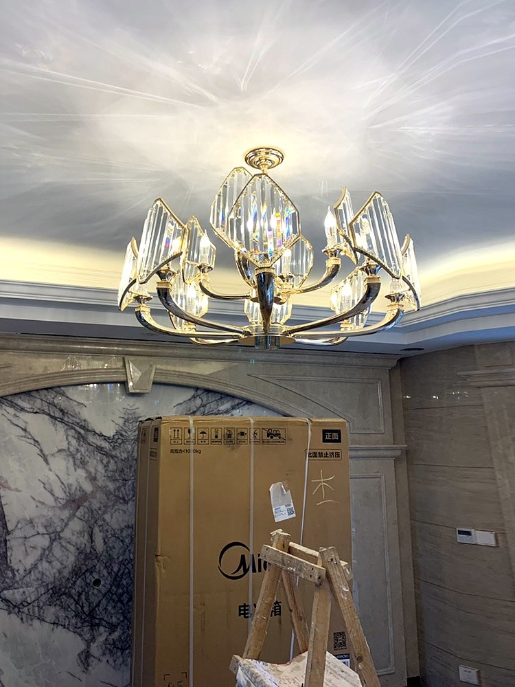 轻奢水晶吊灯后现代客厅灯简约锌合金水晶灯卧室餐厅别墅组合灯具_虎窝淘