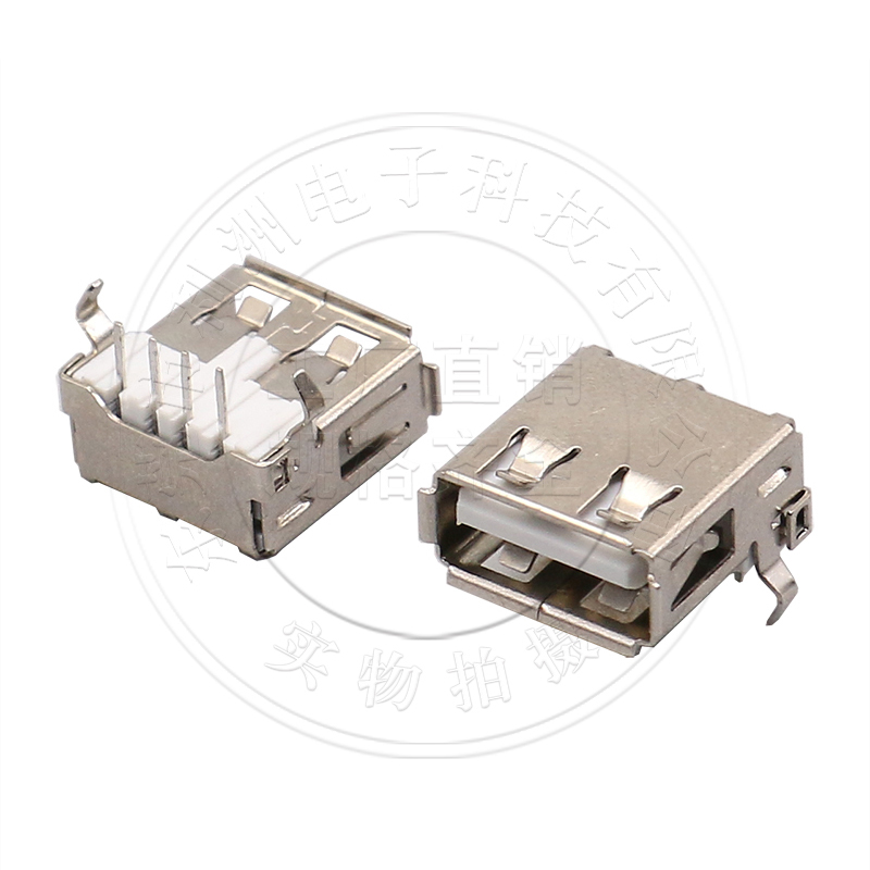 USB2.0母座AF型90度DIP插板卧式T型弯脚USB母座传输接口连接器 - 图0