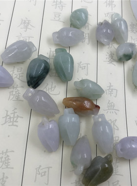 天然缅甸翡翠A货 冰透玉兰花玉簪花耳环吊坠手链diy手工饰品配件